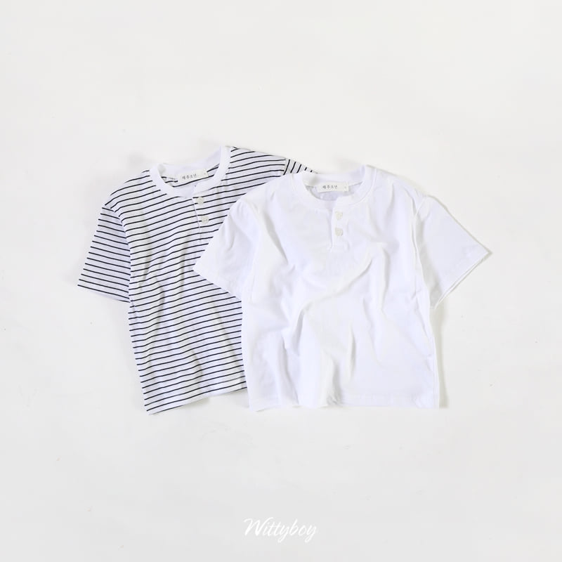 Witty Boy - Korean Children Fashion - #fashionkids - Henley Neck Tee