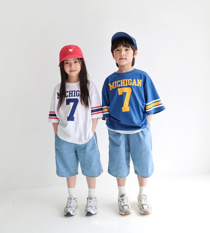 Witty Boy - Korean Children Fashion - #kidsshorts - Washed Double Line Denim Pants - 9