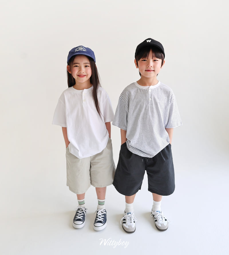 Witty Boy - Korean Children Fashion - #kidsstore - Henley Neck Tee - 3