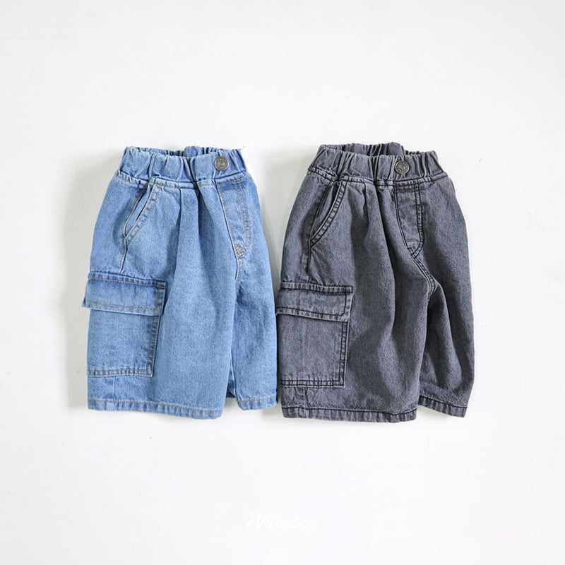 Witty Boy - Korean Children Fashion - #kidsstore - Bermuda Cargo Denim Pants