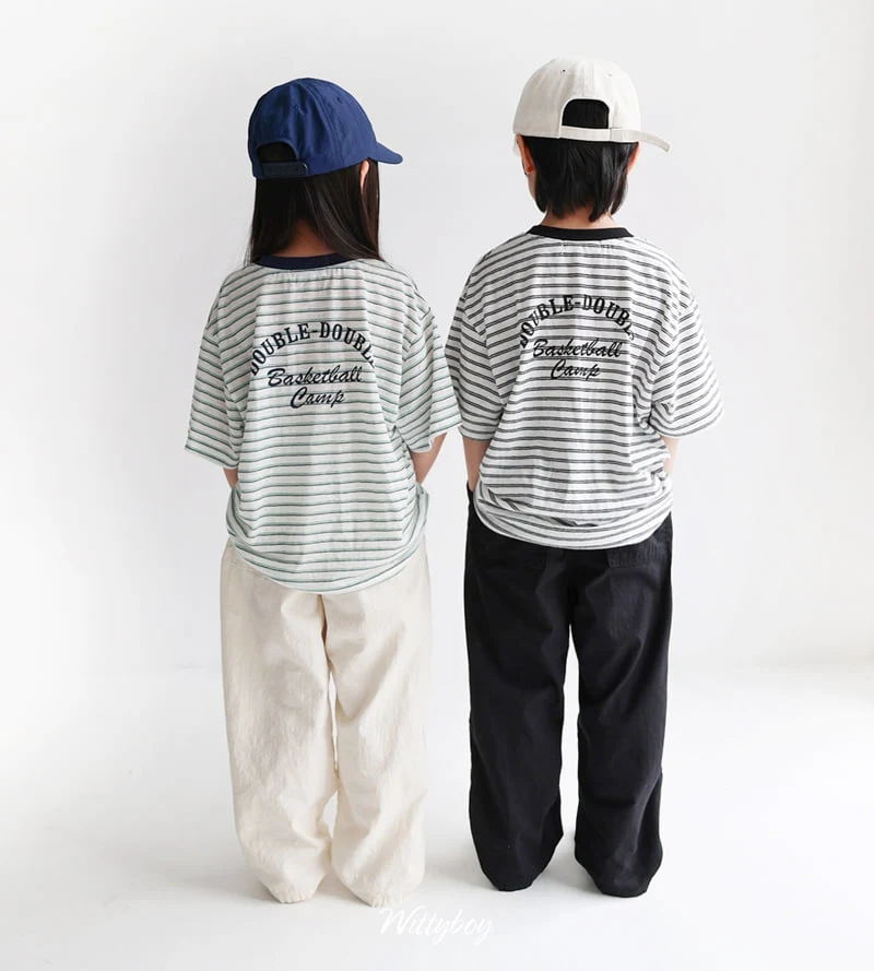 Witty Boy - Korean Children Fashion - #kidsshorts - Double Stripe Tee - 4