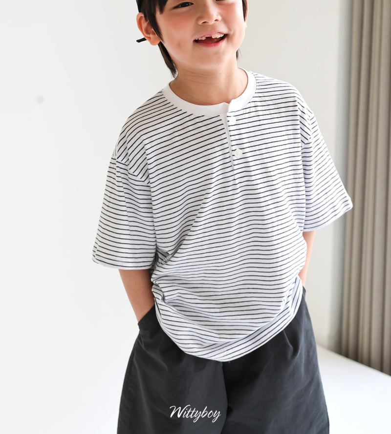 Witty Boy - Korean Children Fashion - #kidsstore - Henley Neck Tee - 4