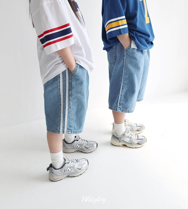 Witty Boy - Korean Children Fashion - #kidzfashiontrend - Washed Double Line Denim Pants - 11