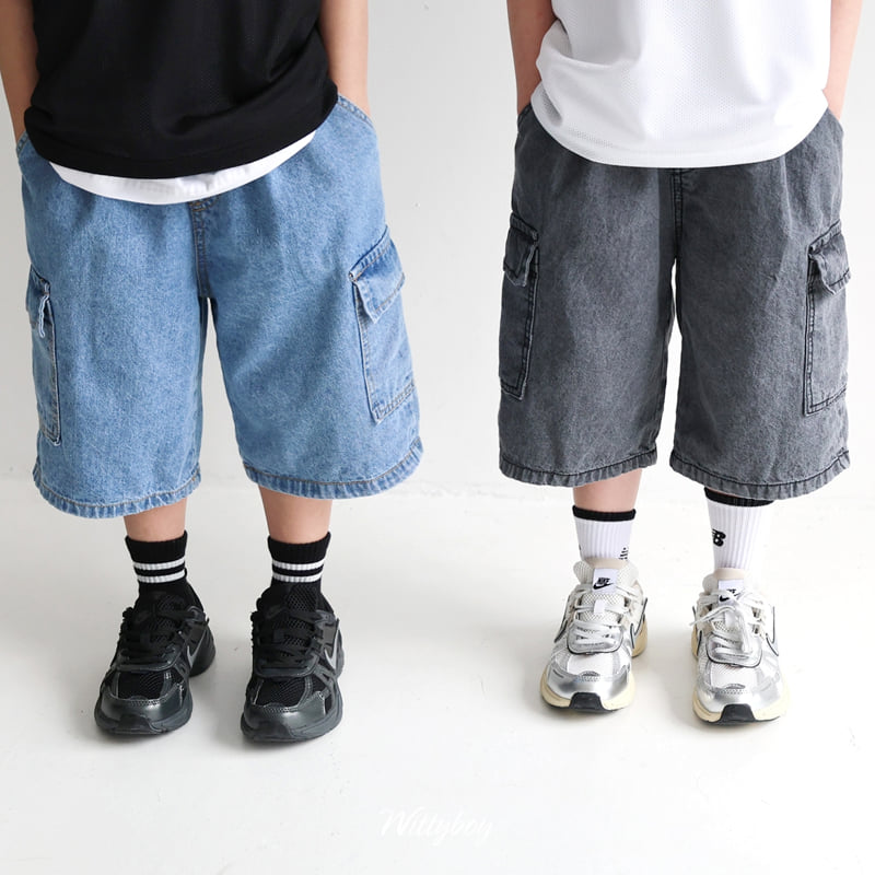 Witty Boy - Korean Children Fashion - #prettylittlegirls - Bermuda Cargo Denim Pants - 7