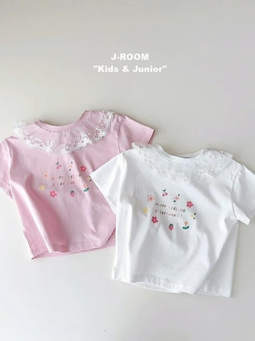 Lace Collar Short Sleeve Tee