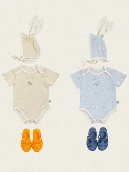 Chewy Stripe Suit Bonnet Set Chewy Stripe Suit Bonnet Set