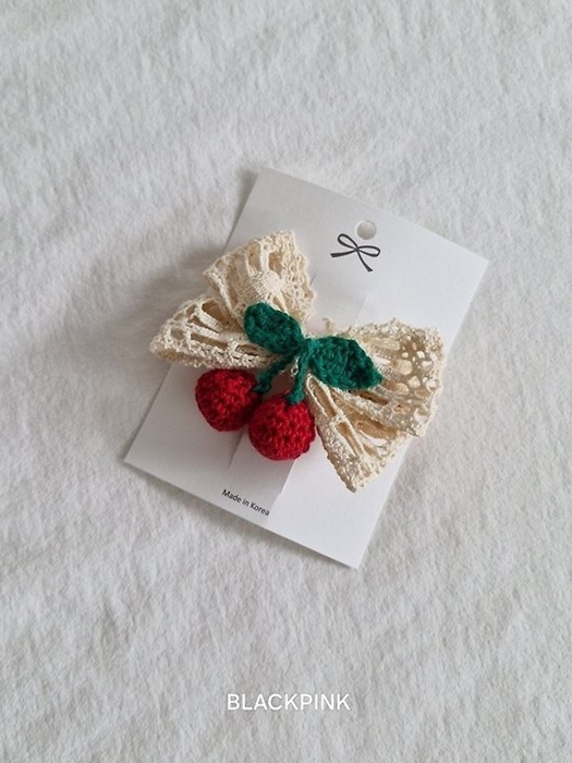 Cherry Ribbon Claw Clip