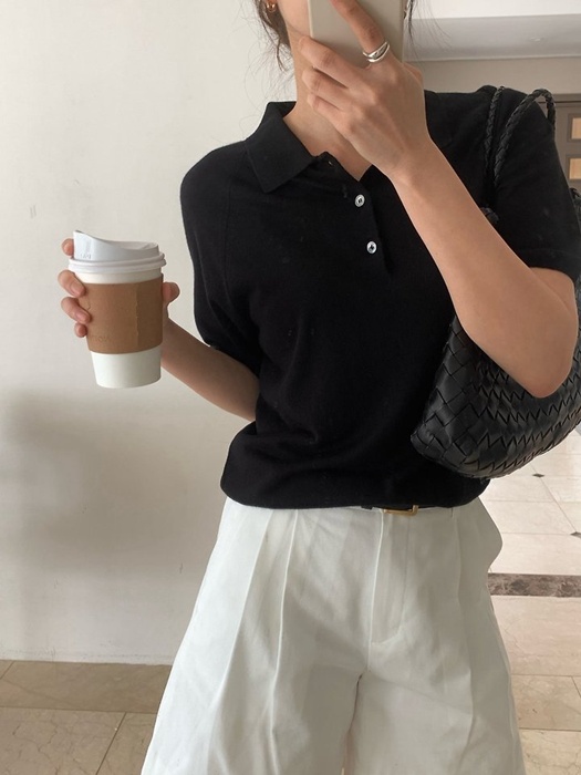 Summer Silkwool Button Collor Knit