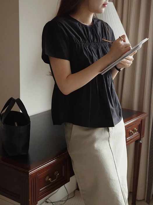 Plain Shirring Blouse Plain Shirring Blouse