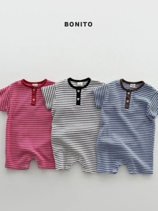 Summer Waffle Stripe Button Suit