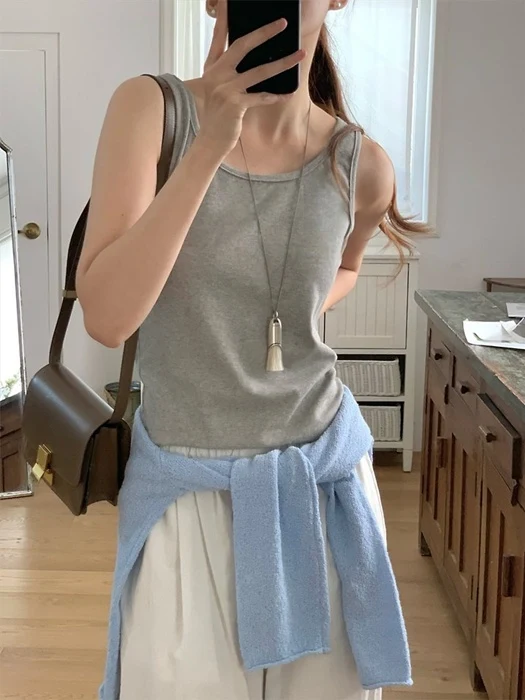 Square Ribbed Sleeveless Top