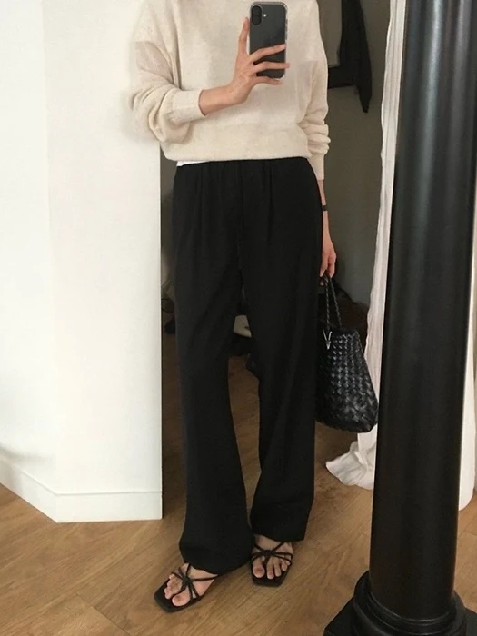 Summer Wool Banded Wide Pants