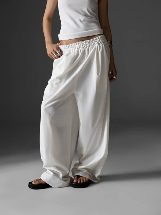 Banded String Wide Maxi-Length Trousers Banded String Wide Maxi-Length Trousers
