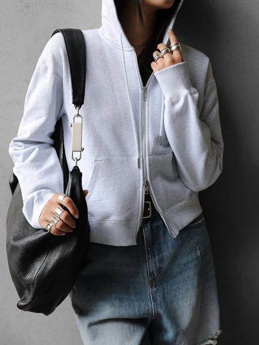 Classic Slim Fit Two-Way Zip-Up Hoodie