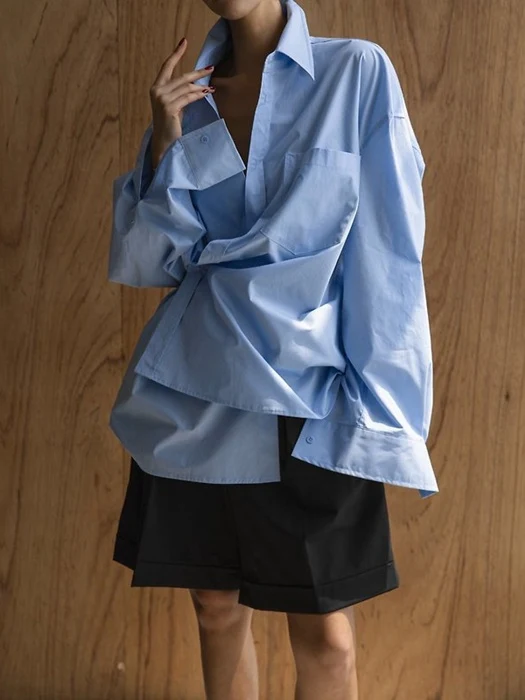 Oversized Wrap Drape Shirt