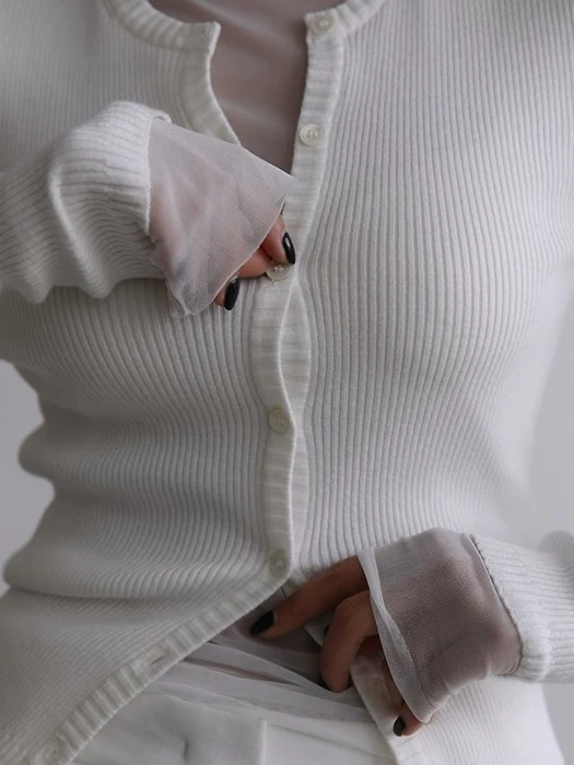 Ribbed Button-Down Knit Cardigan Ribbed Button-Down Knit Cardigan