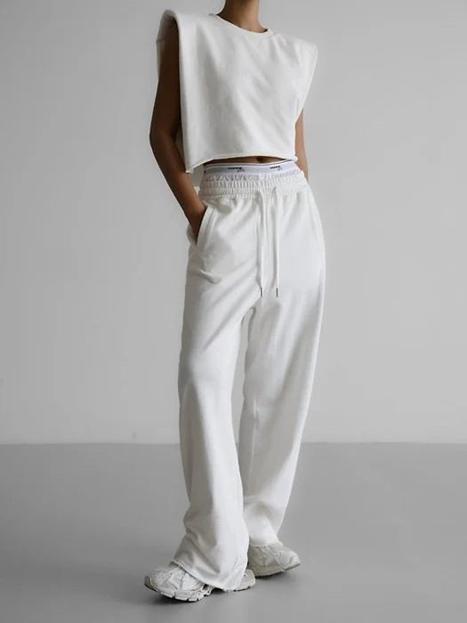 Cut-Out Detail Wide Sweat Trousers