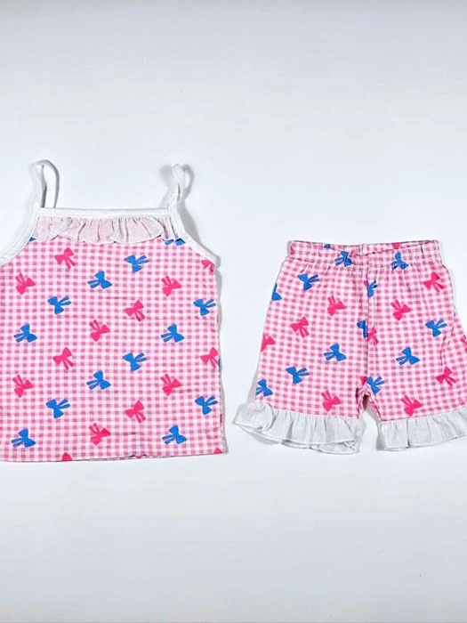 Check Ribbon Strap Sleeveless Set Check Ribbon Strap Sleeveless Set