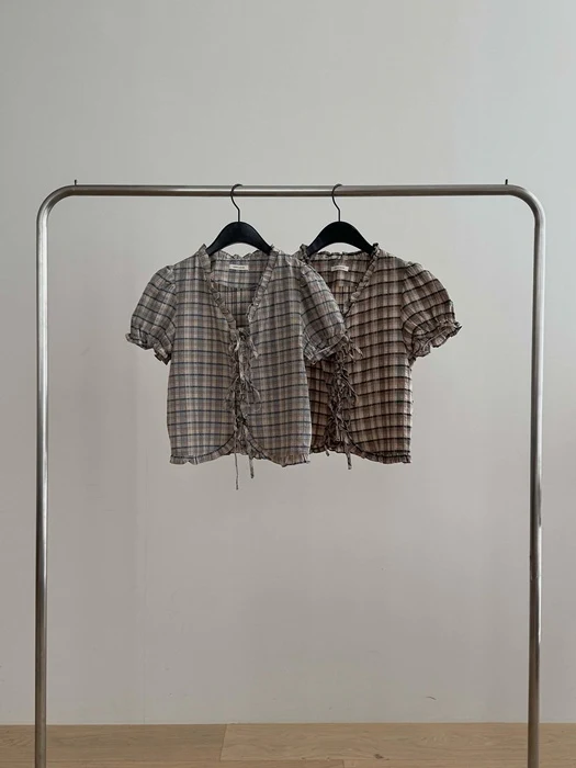 Check Ribbon Blouse