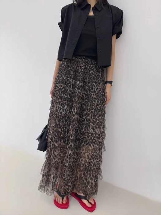 M Leopard Mesh Skirt