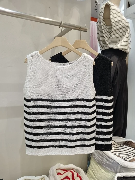 Linen Stripe Sleeveless Top