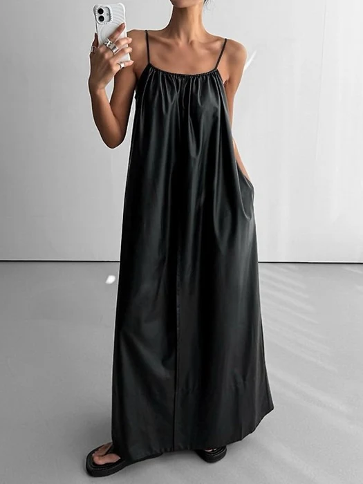 Strap Shirring Maxi One-piece
