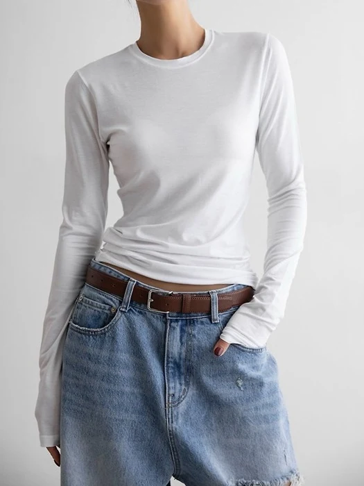 Classic Slim Fit Tencel Crew Neck Top Classic Slim Fit Tencel Crew Neck Top