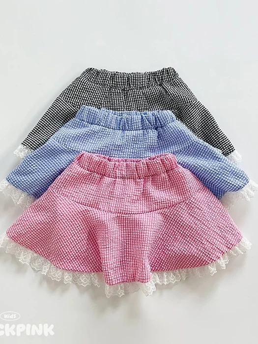Check Lace Skirt
