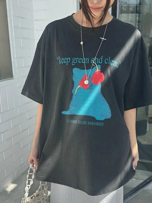 Cat Flower Tee (Charcoal)