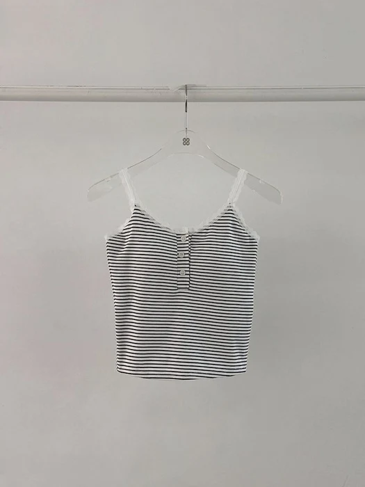 Mono Stripe Lace Sleeveless Top