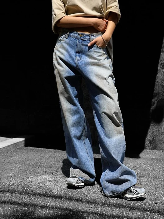 Dusty Mud Washed Wide Denim Trousers
