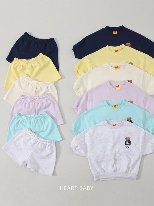 Bear Embroidered Short Sleeve Set