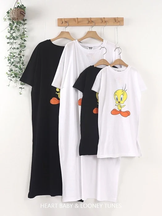 Tweety Long Slit Short Sleeve One-piece