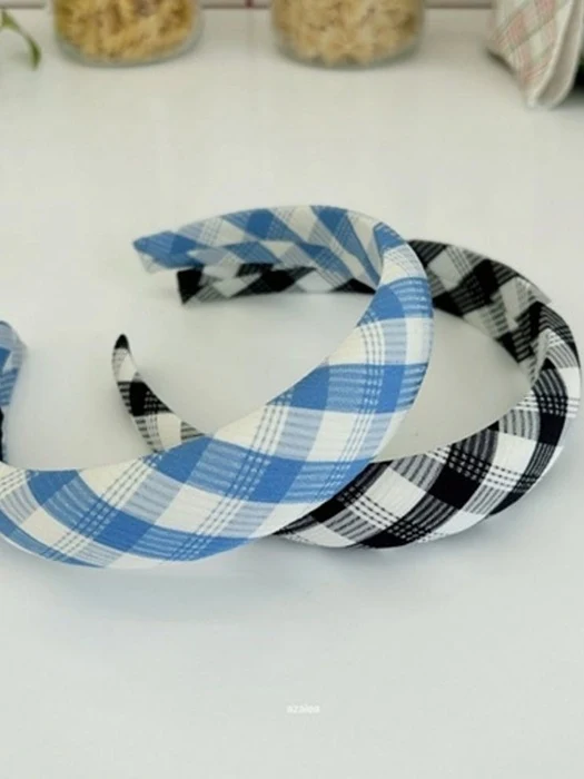 Blue Check Hairband