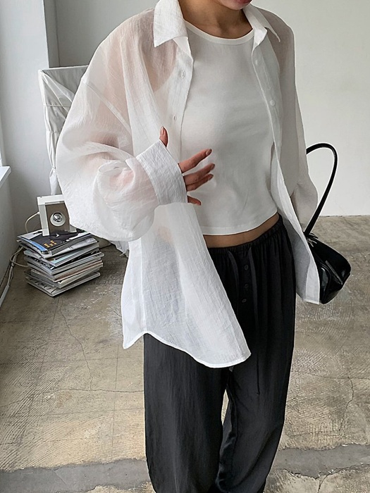 Sheer Wrinkle Two-Way Shirt