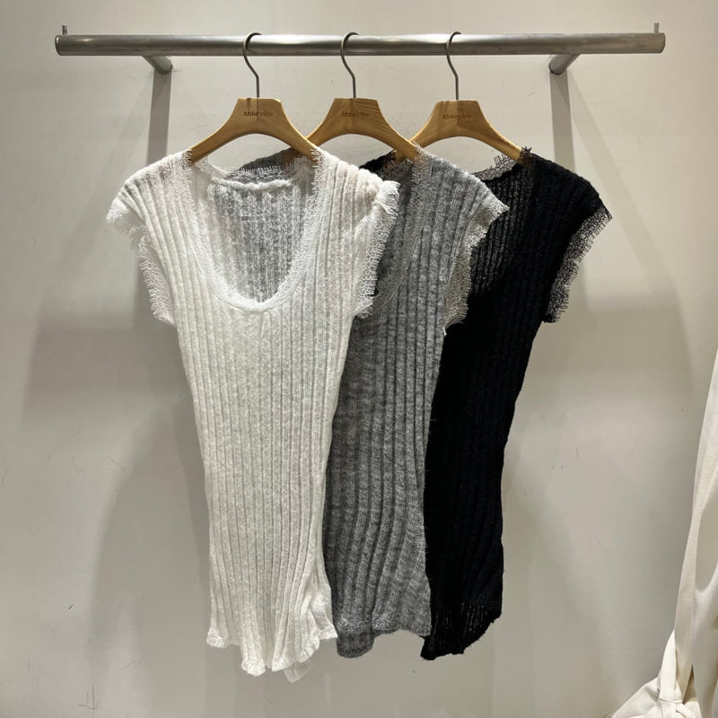 Abbeylee - Korean Women Fashion - #momslook - Lace Slim Knit Top - 11