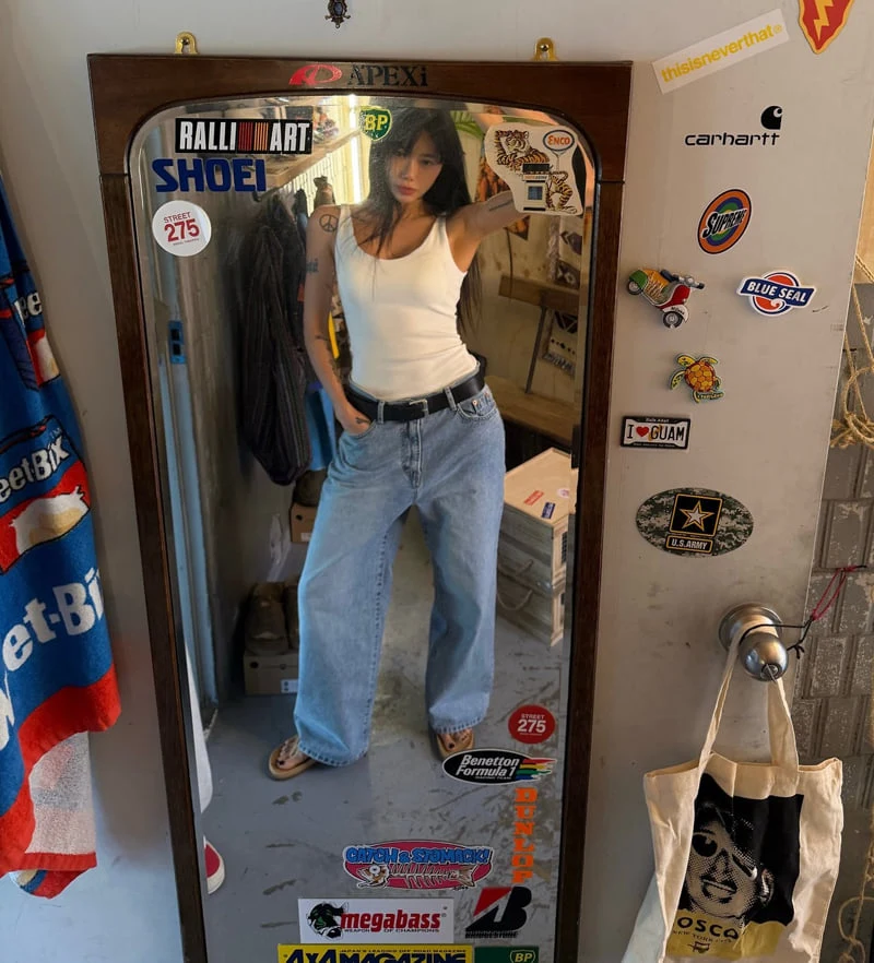 Abbeylee - Korean Women Fashion - #momslook - Loose Tapered Denim Pants - 2
