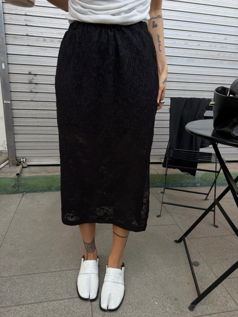Abbeylee - Korean Women Fashion - #momslook - Sheer Lace Slit Skirt - 8
