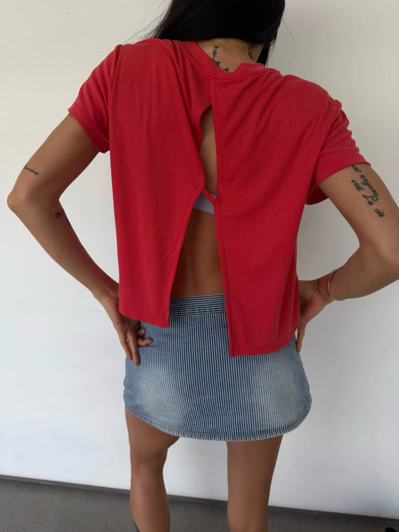 Abbeylee - Korean Women Fashion - #momslook - Back Slit Tee - 7