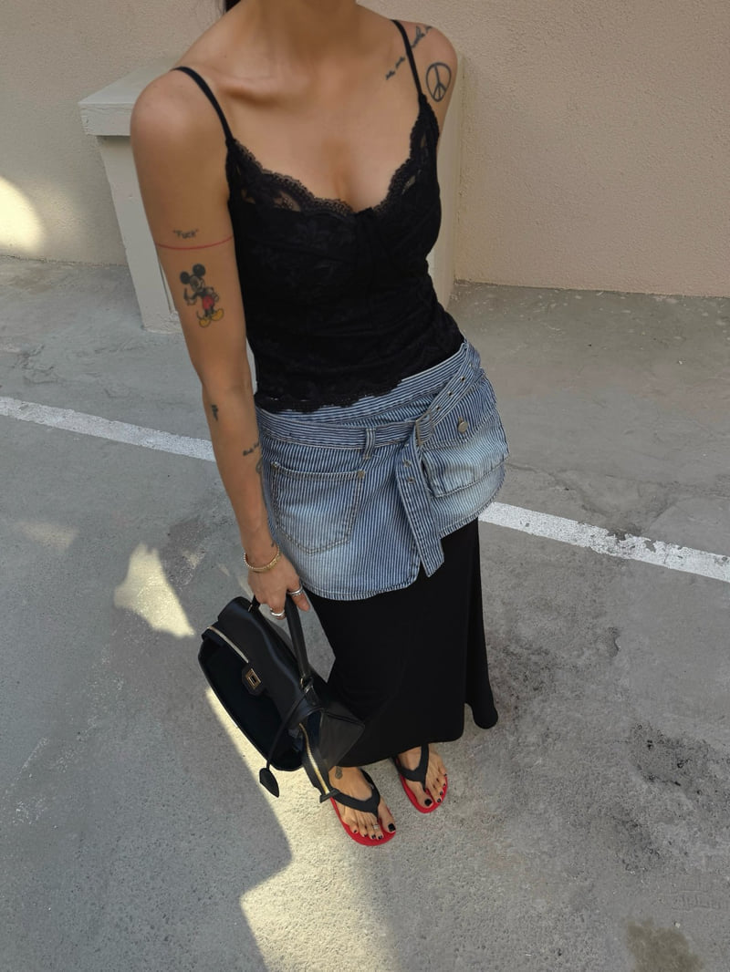 Abbeylee - Korean Women Fashion - #momslook - Denim Wrap Layered Skirt - 2