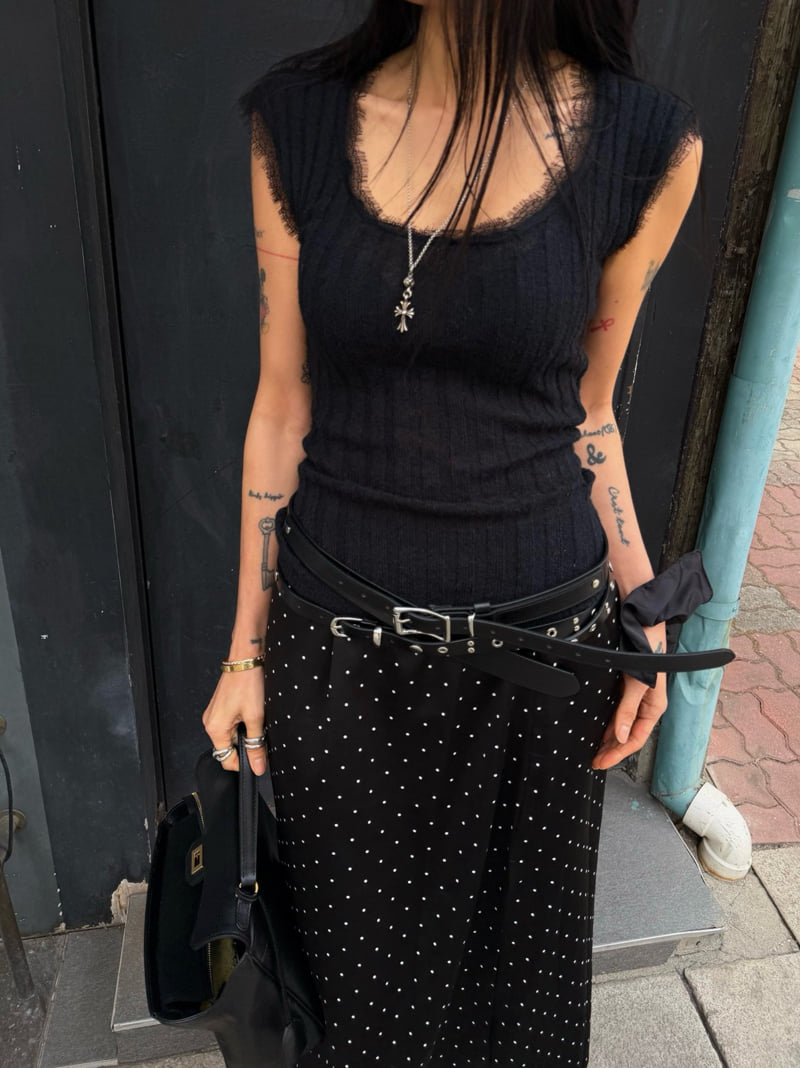 Abbeylee - Korean Women Fashion - #shopsmall - Lace Slim Knit Top - 8