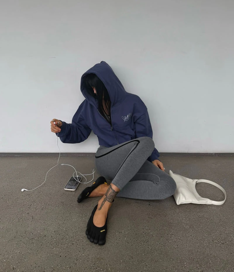 Abbeylee - Korean Women Fashion - #thatsdarling - Love Cubic Hooded Jacket
