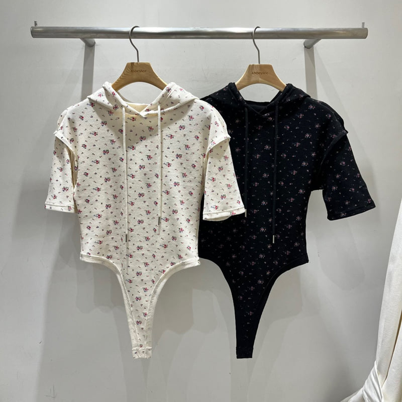 Abbeylee - Korean Women Fashion - #vintagekidsstyle - Flower Hoodie Bodysuit - 11