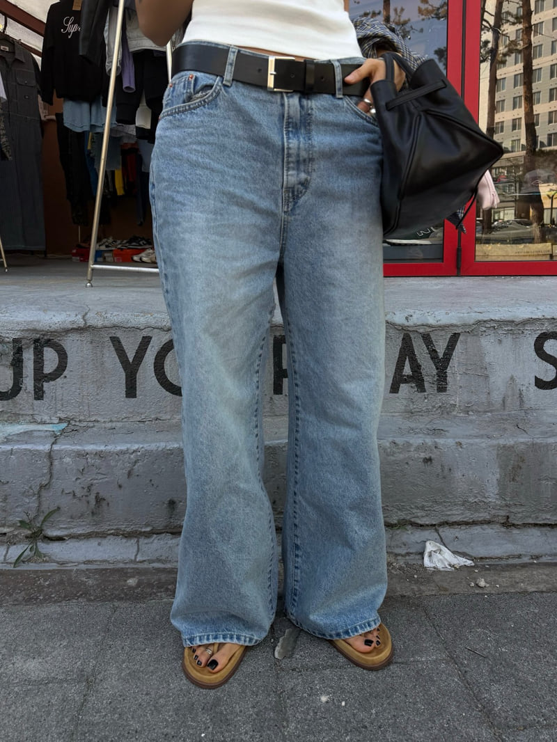 Abbeylee - Korean Women Fashion - #womensfashion - Loose Tapered Denim Pants - 7