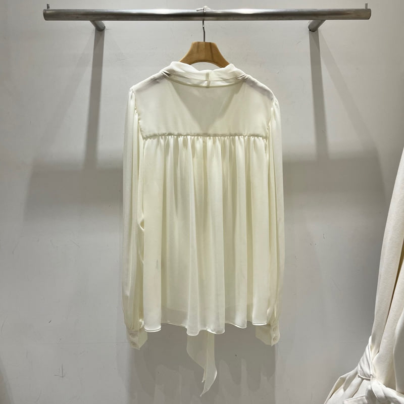 Abbeylee - Korean Women Fashion - #womensfashion - See-Through Tie Blouse - 11