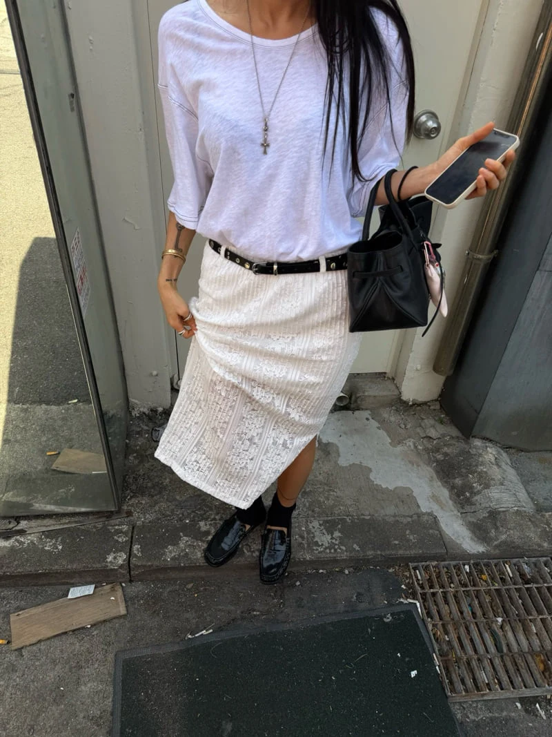 Abbeylee - Korean Women Fashion - #womensfashion - Sheer Lace Slit Skirt