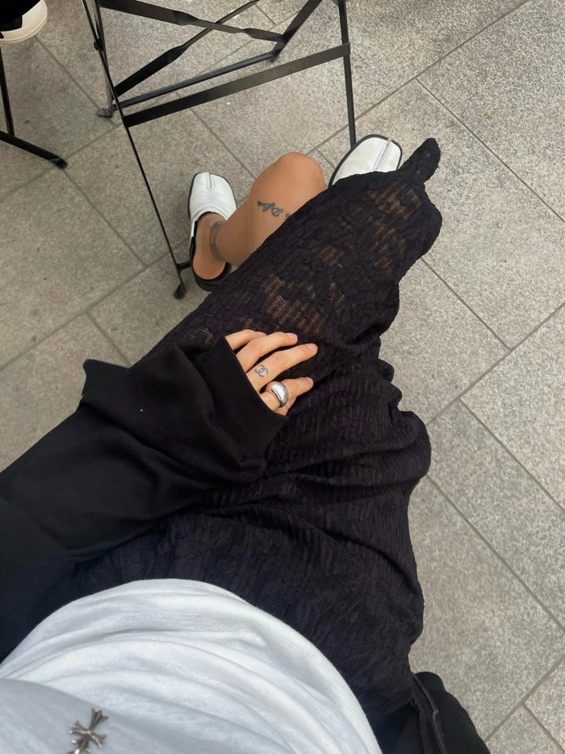 Abbeylee - Korean Women Fashion - #womensfashion - Sheer Lace Slit Skirt - 7