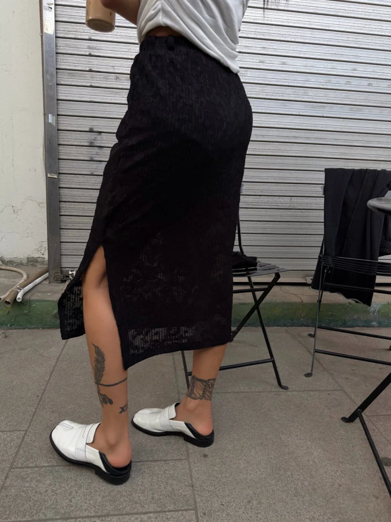 Abbeylee - Korean Women Fashion - #womensfashion - Sheer Lace Slit Skirt - 9
