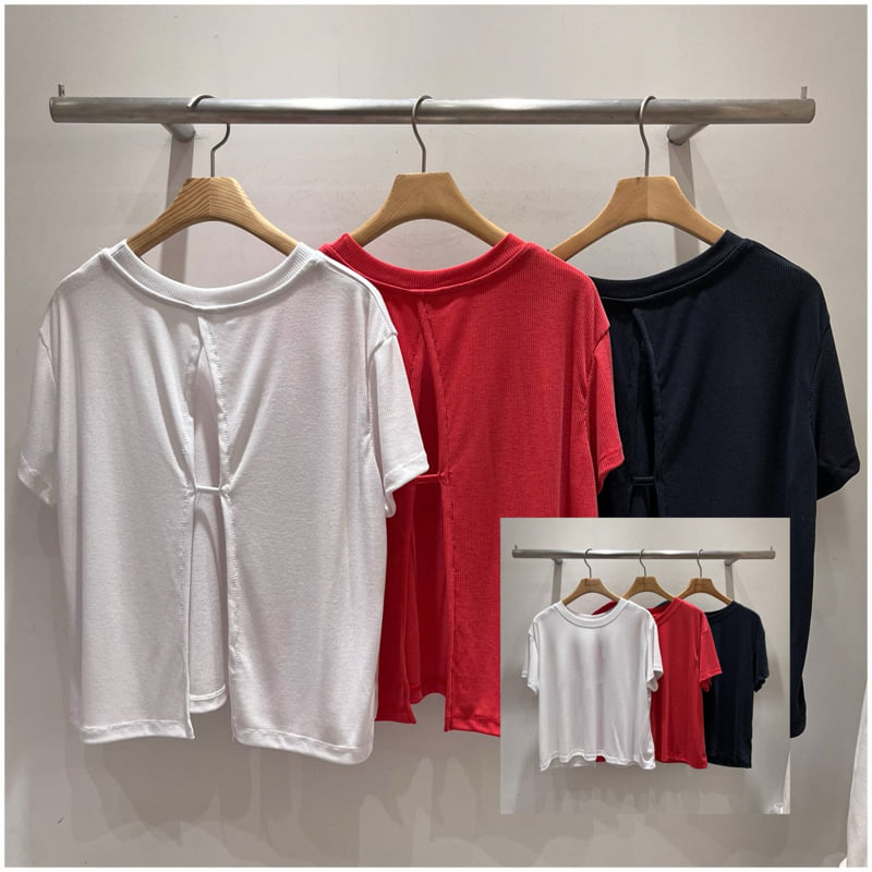 Abbeylee - Korean Women Fashion - #womensfashion - Back Slit Tee - 12