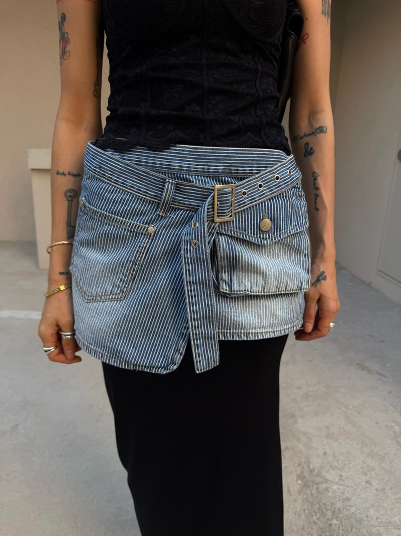 Abbeylee - Korean Women Fashion - #womensfashion - Denim Wrap Layered Skirt - 3